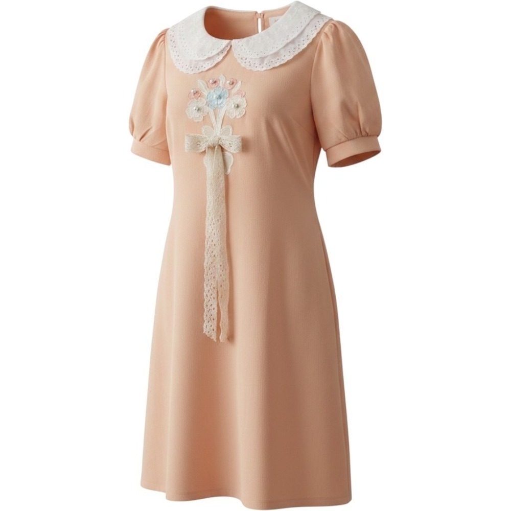 NWTs Lolita Coquette Peter Pan‎ kawaii lace collar jfashion peach dress
